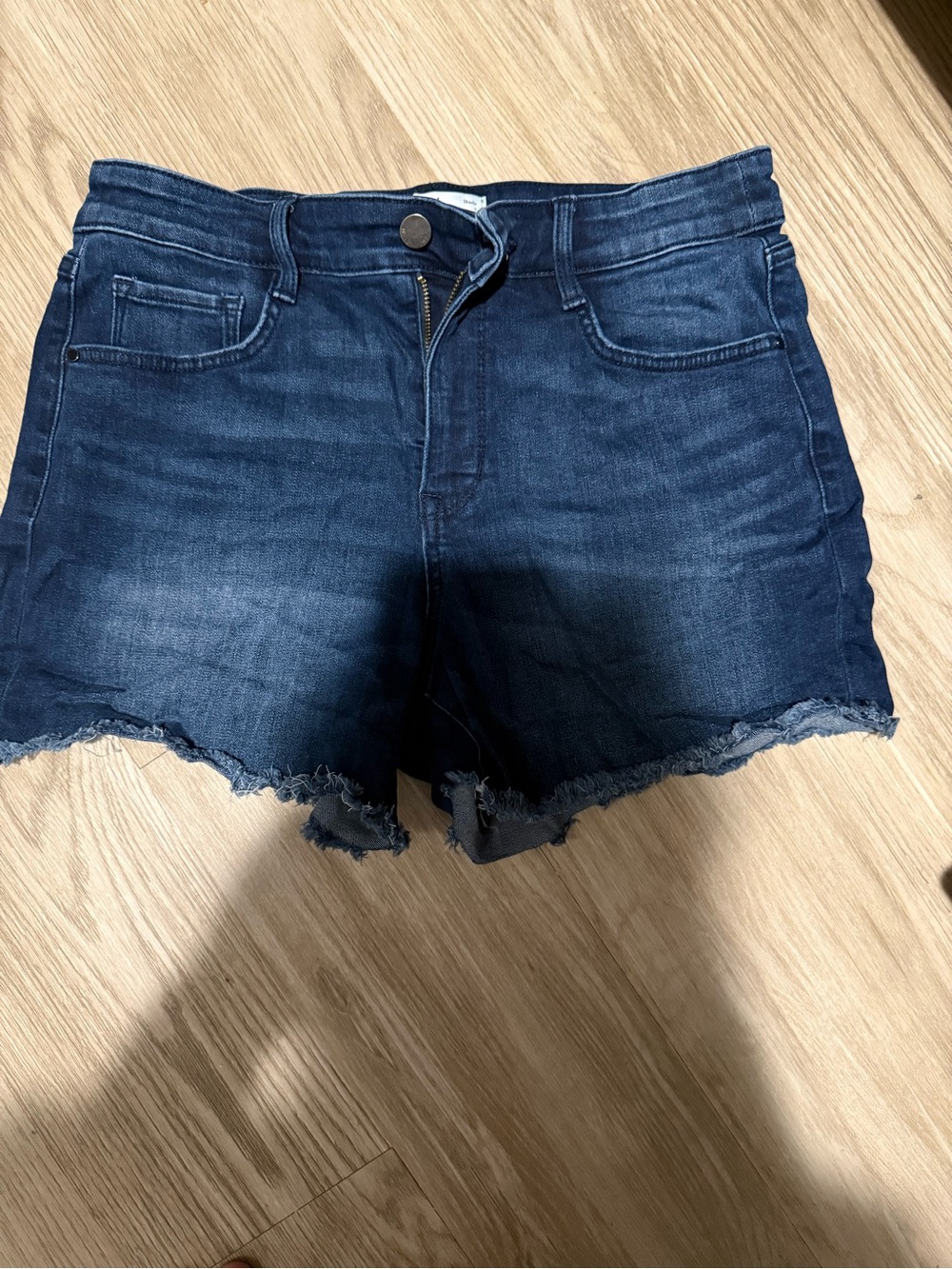 Nine West Dark Blue Denim Frayed Hem Shorts
